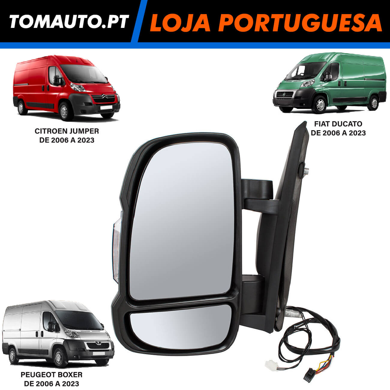 Retrovisor Eletrico Esquerdo Fiat Ducato, Citroen Jumper, Peugeot Boxer (06-23)