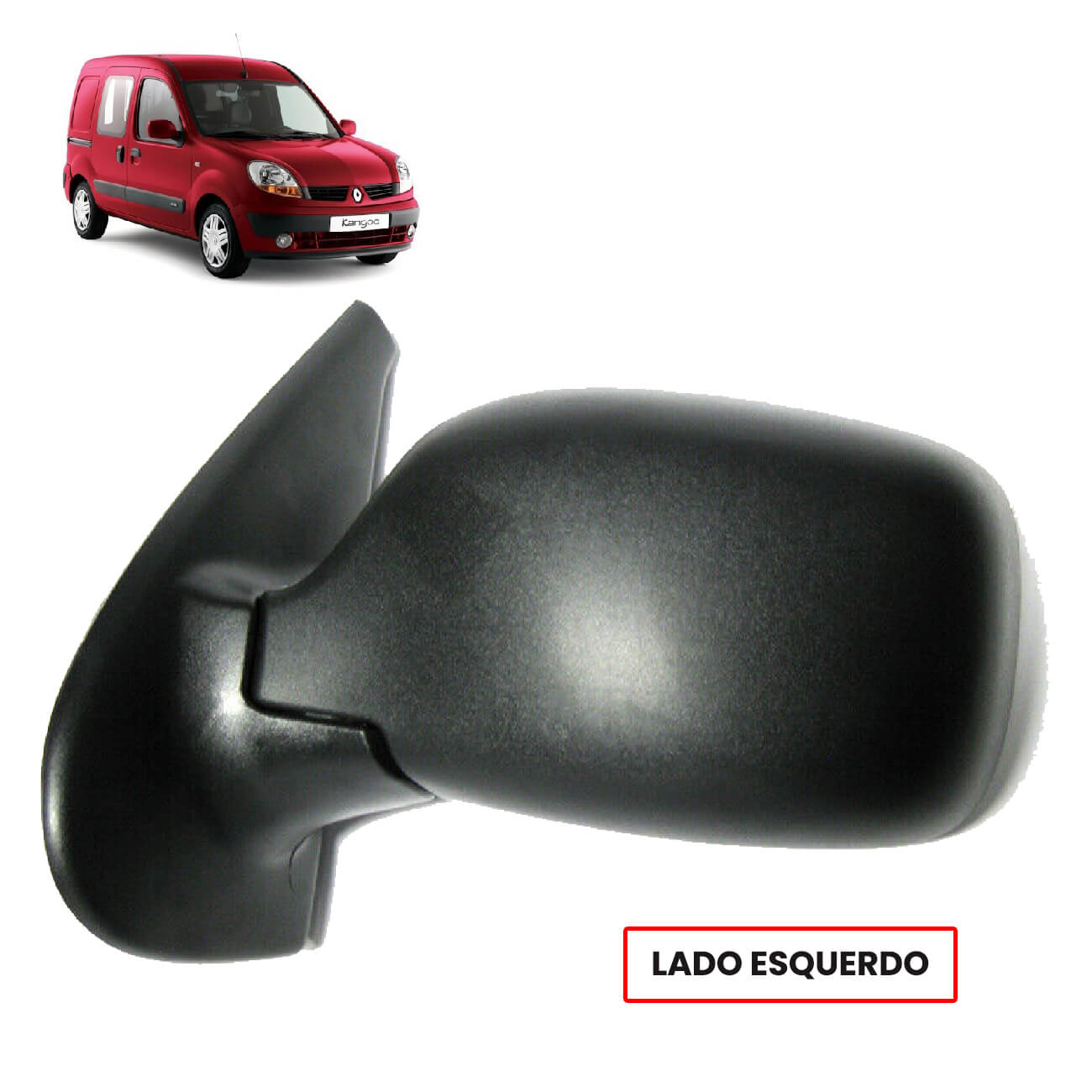 Retrovisor elétrico do lado esquerdo com 5 pinos para Renault Kangoo I Fase 2 de 2001 a 2008