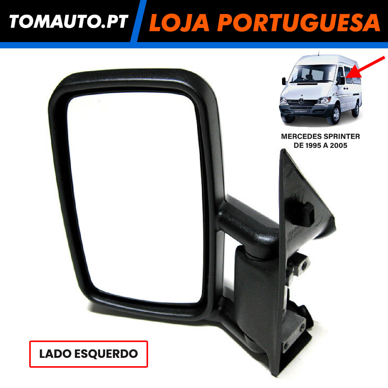 Retrovisor Manual Esquerdo Mercedes Sprinter 1995 a 2005