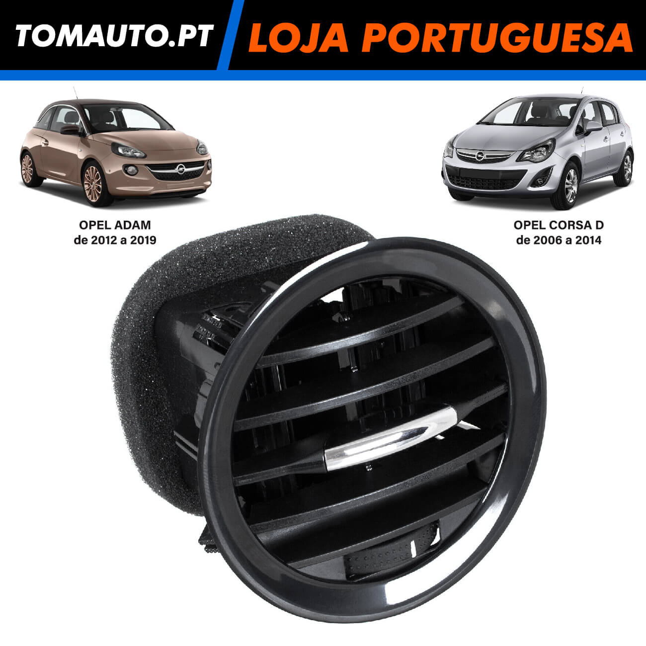 Saída de Ar Tablier Opel Adam e Corsa D - 13417363 - 1814154 - 2201099 - 1814700