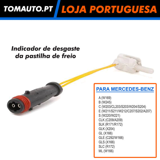 Sensor de desgaste das pastilhas de travão para Mercedes Classe A B C E S CLK SLK GLK GL GLE GLS SLC ML