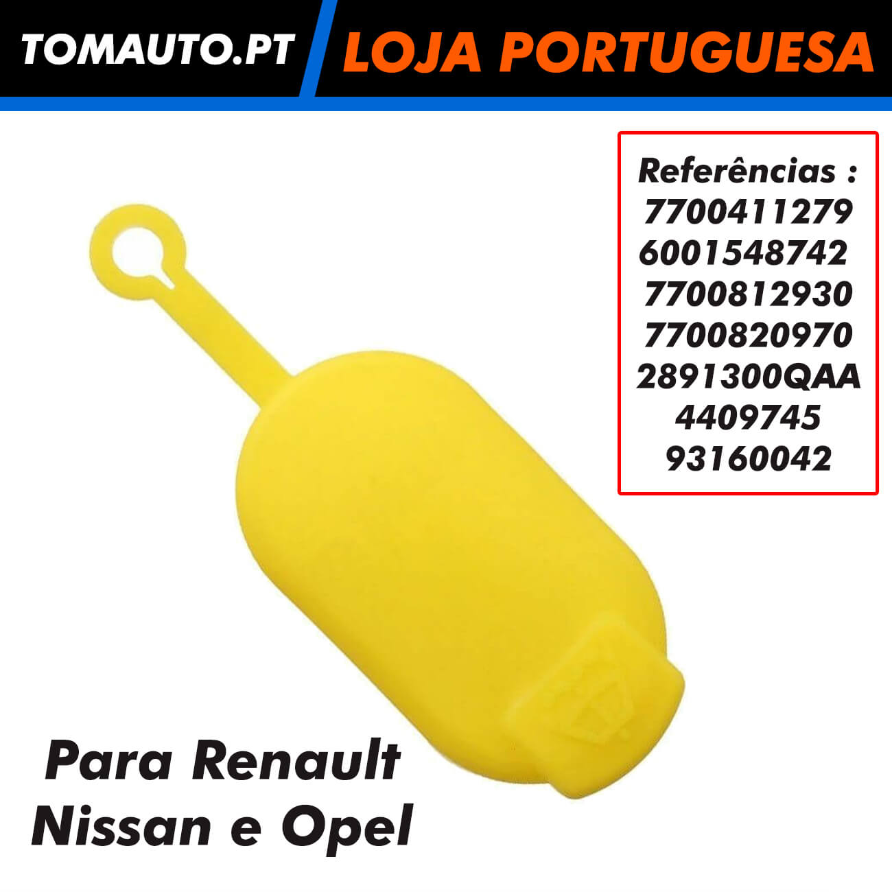 Tampa do deposito de limpa-vidros ref 7700411279 6001548742 7700812930 2891300QAA