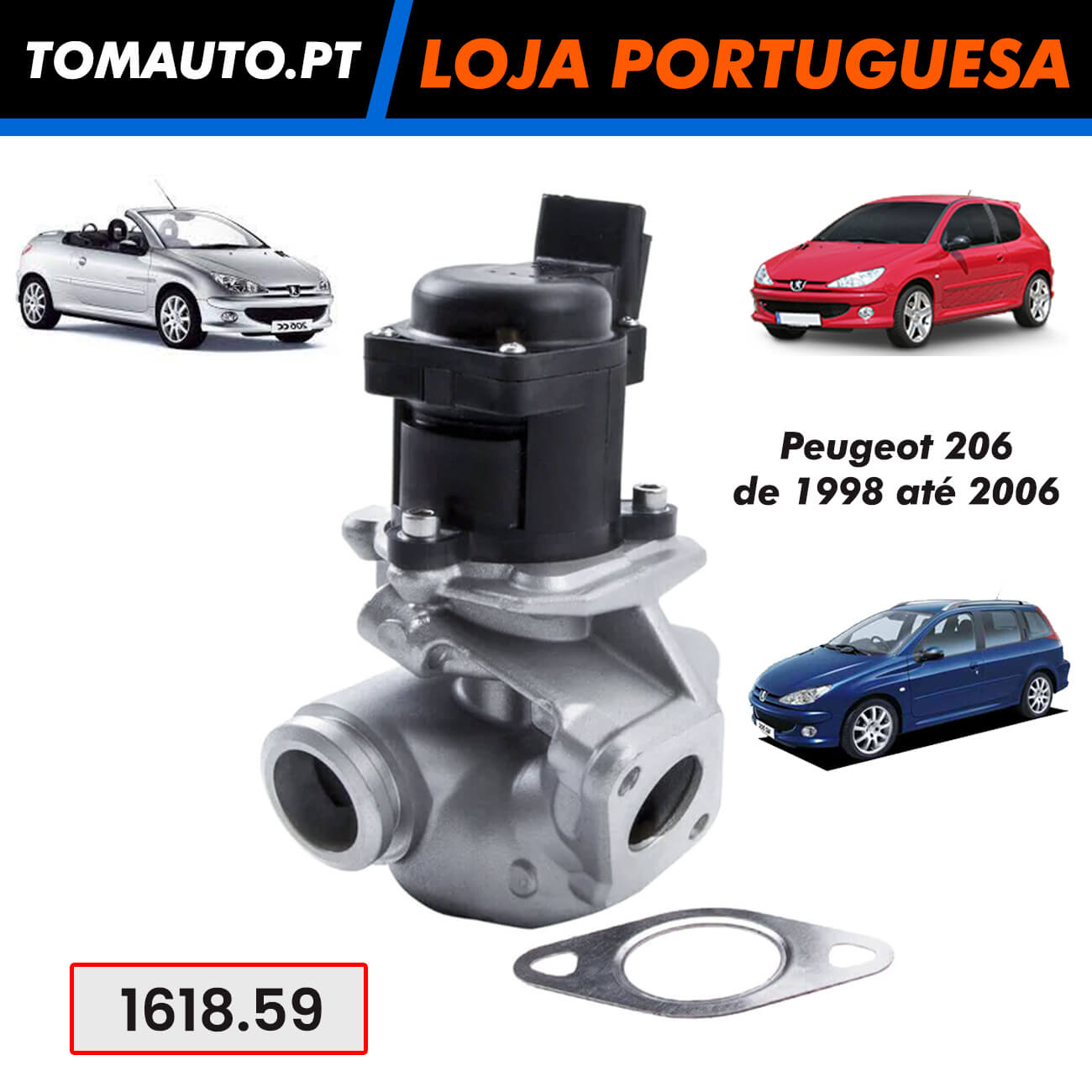 Válvula EGR para Peugeot 206 1.6 HDi 110 CV Hatchback, CC, SW 1618.59