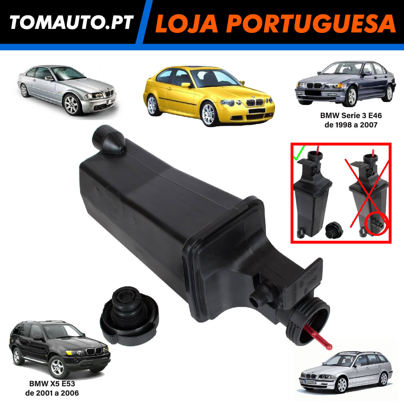 Vaso Expansão BMW Serie 3 E46 e X5 E53 - 17137787040 / 17117573780 / 17111436255